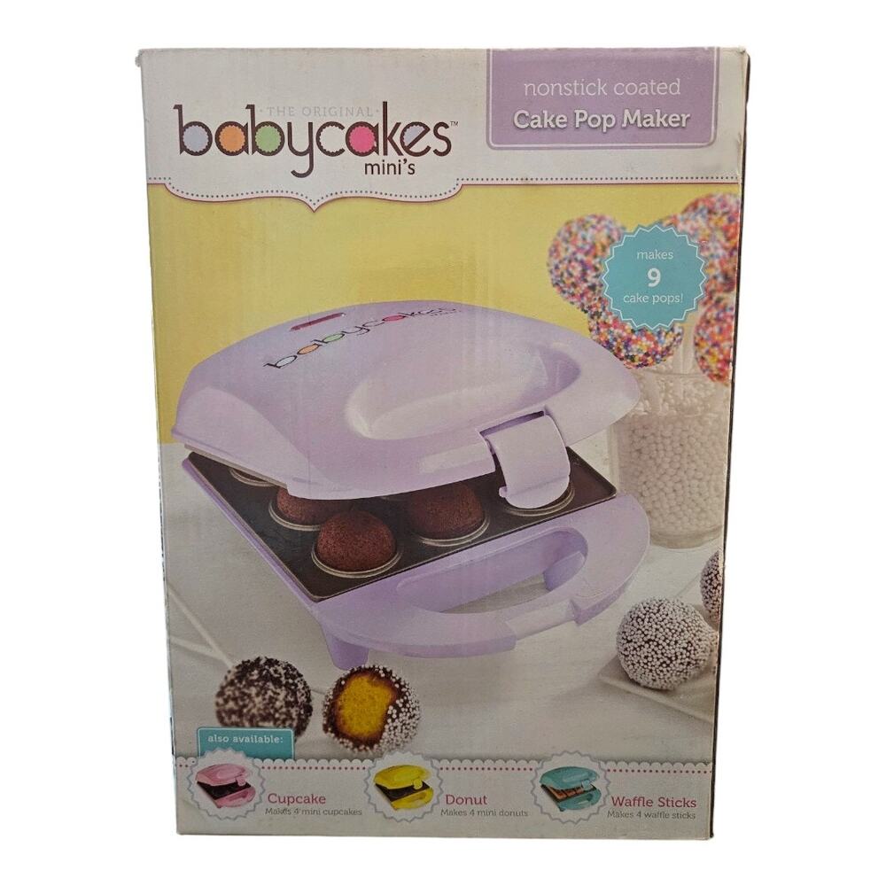 NEW Babycakes Mini's Purple Nonstick Cake Pop Maker Makes 9 Cake Pops